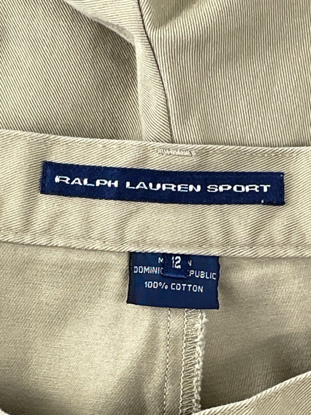 Ralph Lauren Sport Khaki Chino Shorts Cotton Navy Pony Embroidered Logo Women 12 - Picture 3 of 9